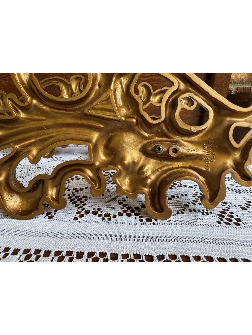 Pair of Vintage Ornate Gold Painted Plastic Wall Candle Sconces